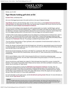 Tiger Woods Holding Golf Clinic at OU