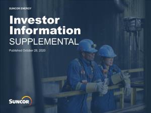 Suncor Q3 2020 Investor Relations Supplemental Information Package
