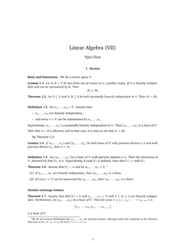Linear Algebra (VII)
