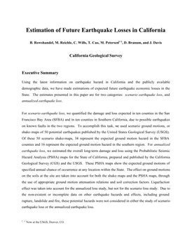 Estimation of Future Earthquake Losses in California