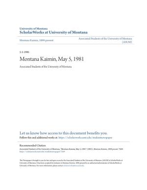 Montana Kaimin, May 5, 1981 Associated Students of the University of Montana