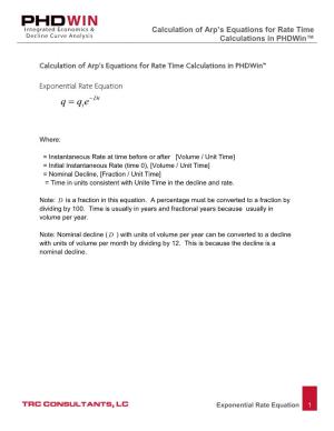 Calculation of Arp's Equations for Rate Time Calculations in Phdwin