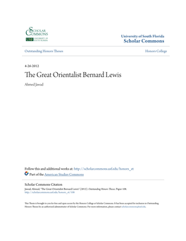 The Great Orientalist Bernard Lewis Ahmed Jawad