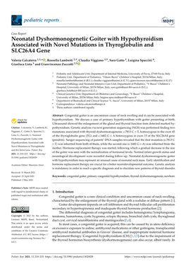 Neonatal Dyshormonogenetic Goiter with Hypothyroidism Associated with Novel Mutations in Thyroglobulin and SLC26A4 Gene