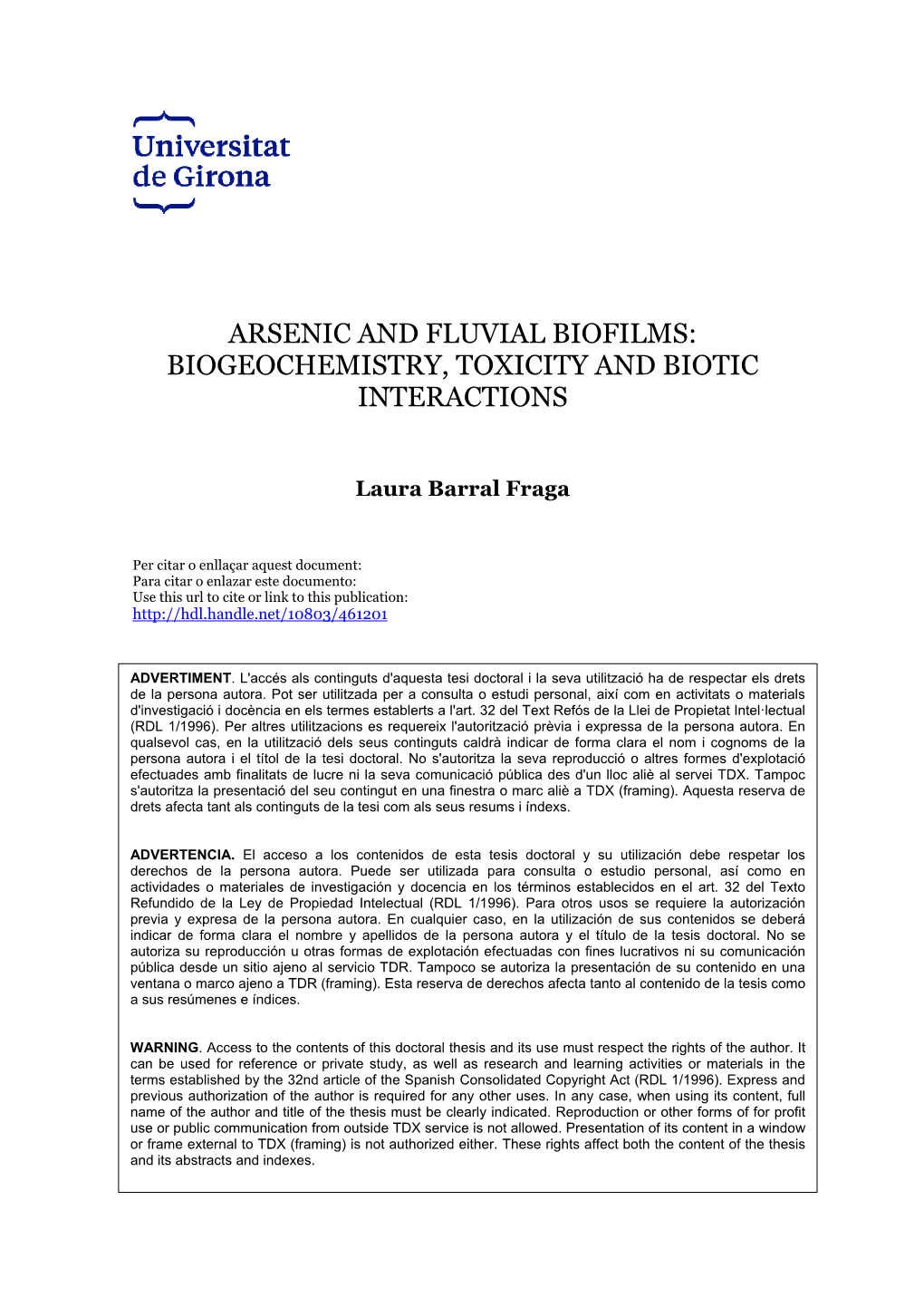 Arsenic and Fluvial Biofilms: Biogeochemistry, Toxicity and Biotic Interactions