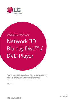 Network 3D Blu-Ray Disc™ / DVD Player