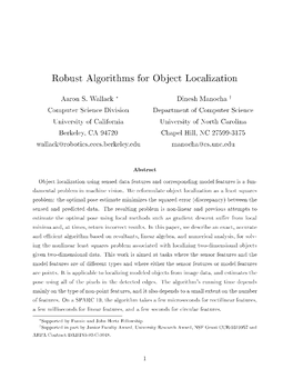 Robust Algorithms for Object Localization