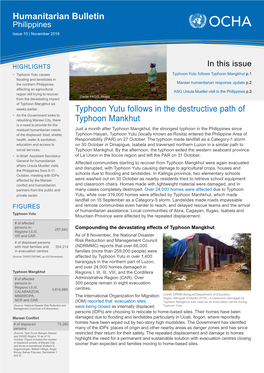 Humanitarian Bulletin Typhoon Yutu Follows in the Destructive Path Of