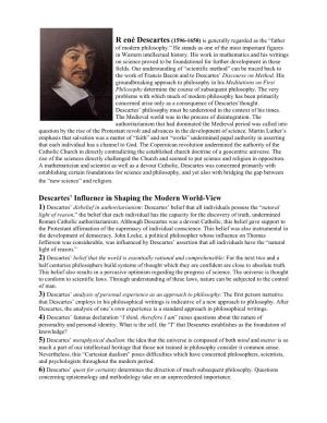 Descartes' Influence in Shaping the Modern World-View