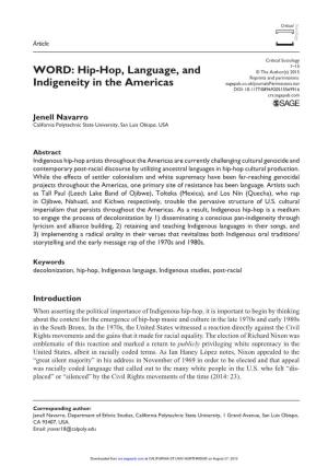 Hip-Hop, Language, and Indigeneity in the Americas