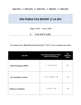 Eeo Public File Report // La Seu