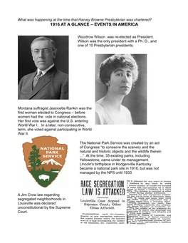 1916 at a Glance – Events in America