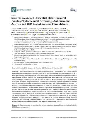 Satureja Montana L. Essential Oils: Chemical Proﬁles/Phytochemical Screening, Antimicrobial Activity and O/W Nanoemulsion Formulations