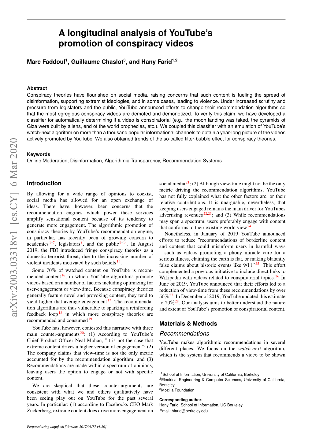 A Longitudinal Analysis of Youtube's Promotion of Conspiracy Videos