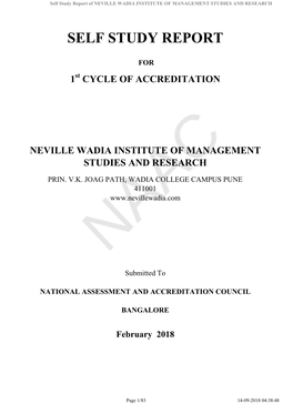 Self Study Report of NEVILLE WADIA INSTITUTE of MANAGEMENT STUDIES and RESEARCH