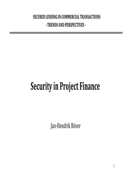 Secured Transactions in Project Finance