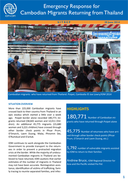 Emergency Response for Cambodian Migrants Returning from Thailand