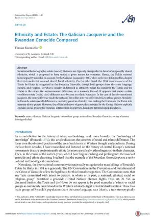 Ethnicity and Estate: the Galician Jacquerie and the Rwandan Genocide Compared