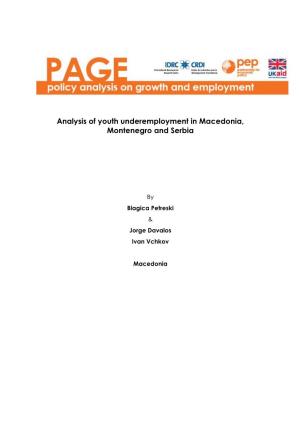 Analysis of Youth Underemployment in Macedonia, Montenegro and Serbia
