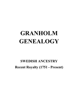 Swedish Royal Ancestry Book 4 1751-Present