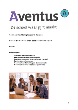 1 Commerciële Afdeling Leerjaar 1 Deventer Periode 1 Schooljaar 2020