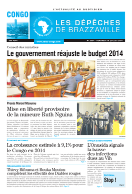 CONGO Le Gouvernement Réajuste Le Budget 2014