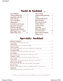 Sushi & Sashimi Specialty Sashimi