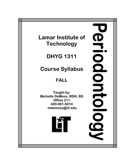 Lamar Institute of Technology DHYG 1311 Course Syllabus