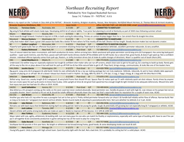 Northeast Recruiting Report Published by New England Basketball Services Issue 14, Volume 10 – NEPSAC AAA