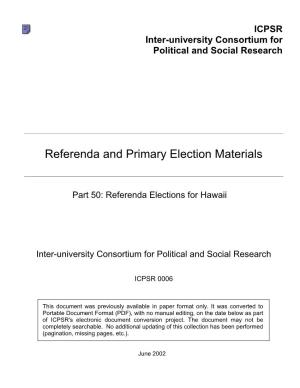 Referenda and Primary Elections for Hawaii, 1968-1990