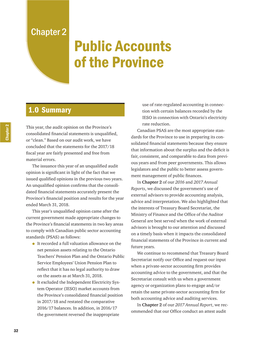 Chapter 2: Public Accounts of the Province
