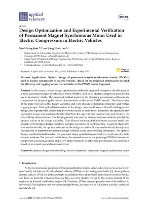 Design Optimization and Experimental Verification of Permanent Magnet Synchronous Motor Used in Electric Compressors in Electric