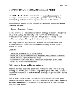 The Income Statement Is a Financial Accounting Report Showing A
