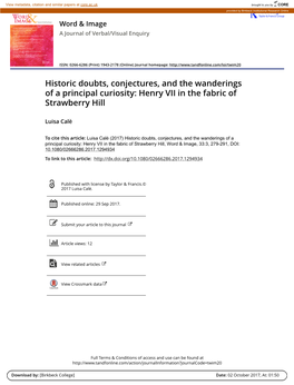 Historic Doubts, Conjectures, and the Wanderings of a Principal Curiosity: Henry VII in the Fabric of Strawberry Hill