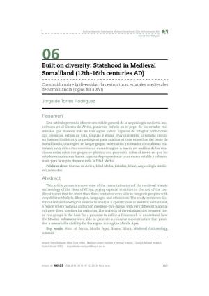 Built on Diversity: Statehood in Medieval Somaliland (12Th-16Th