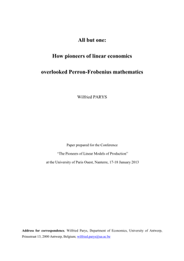 How Pioneers of Linear Economics Overlooked Perron-Frobenius Mathematics
