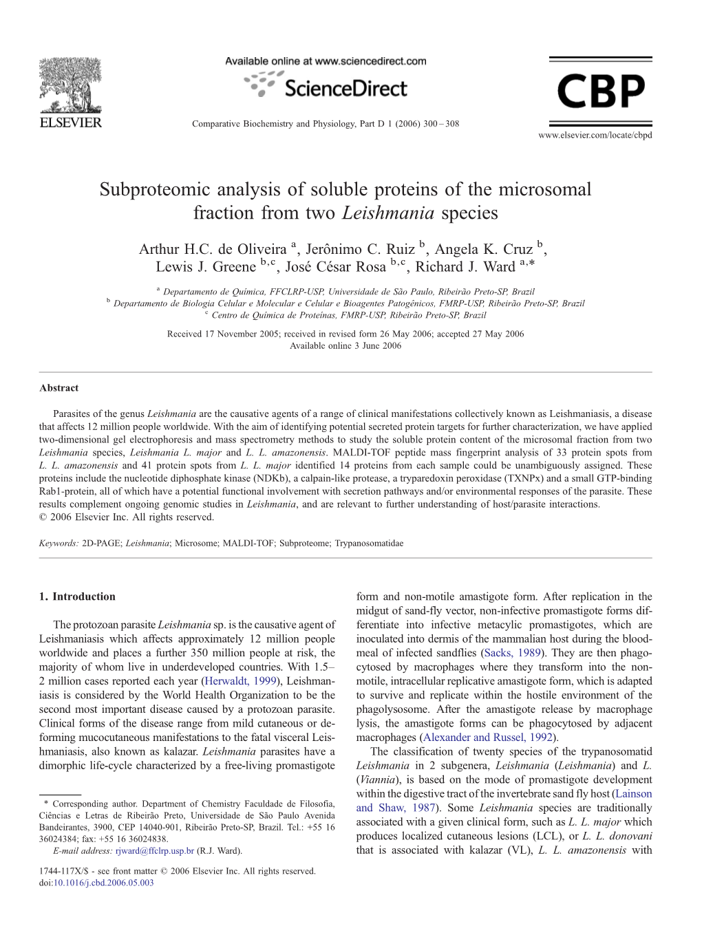 Subproteomic Analysis of Soluble Proteins of the Microsomal Fraction from Two Leishmania Species