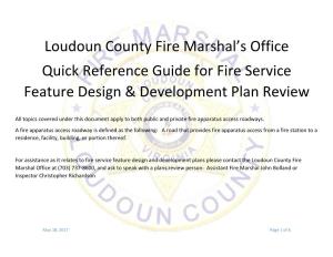 Loudoun County Fire Marshal Design & Development Quick Reference