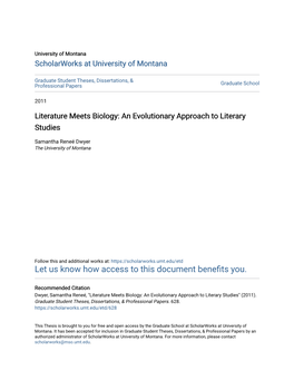 Literature Meets Biology: an Evolutionary Approach to Literary Studies
