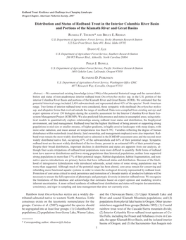 Distribution and Status of Redband Trout in the Interior Columbia River Basin and Portions of the Klamath River and Great Basins