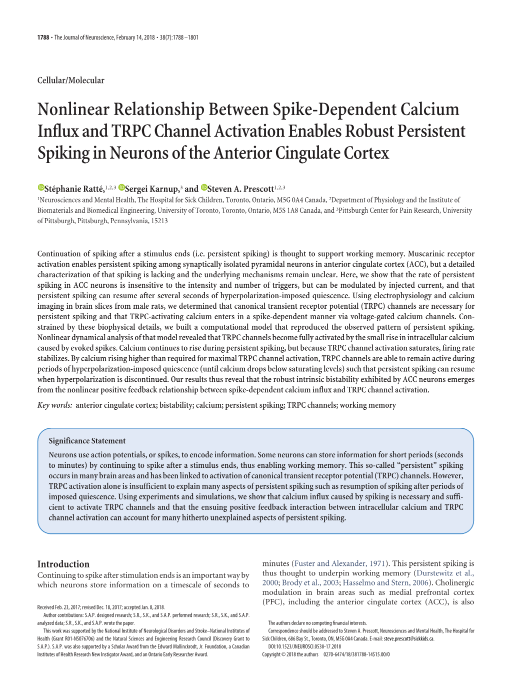 Nonlinear Relationship Between Spike-Dependent Calcium Influx