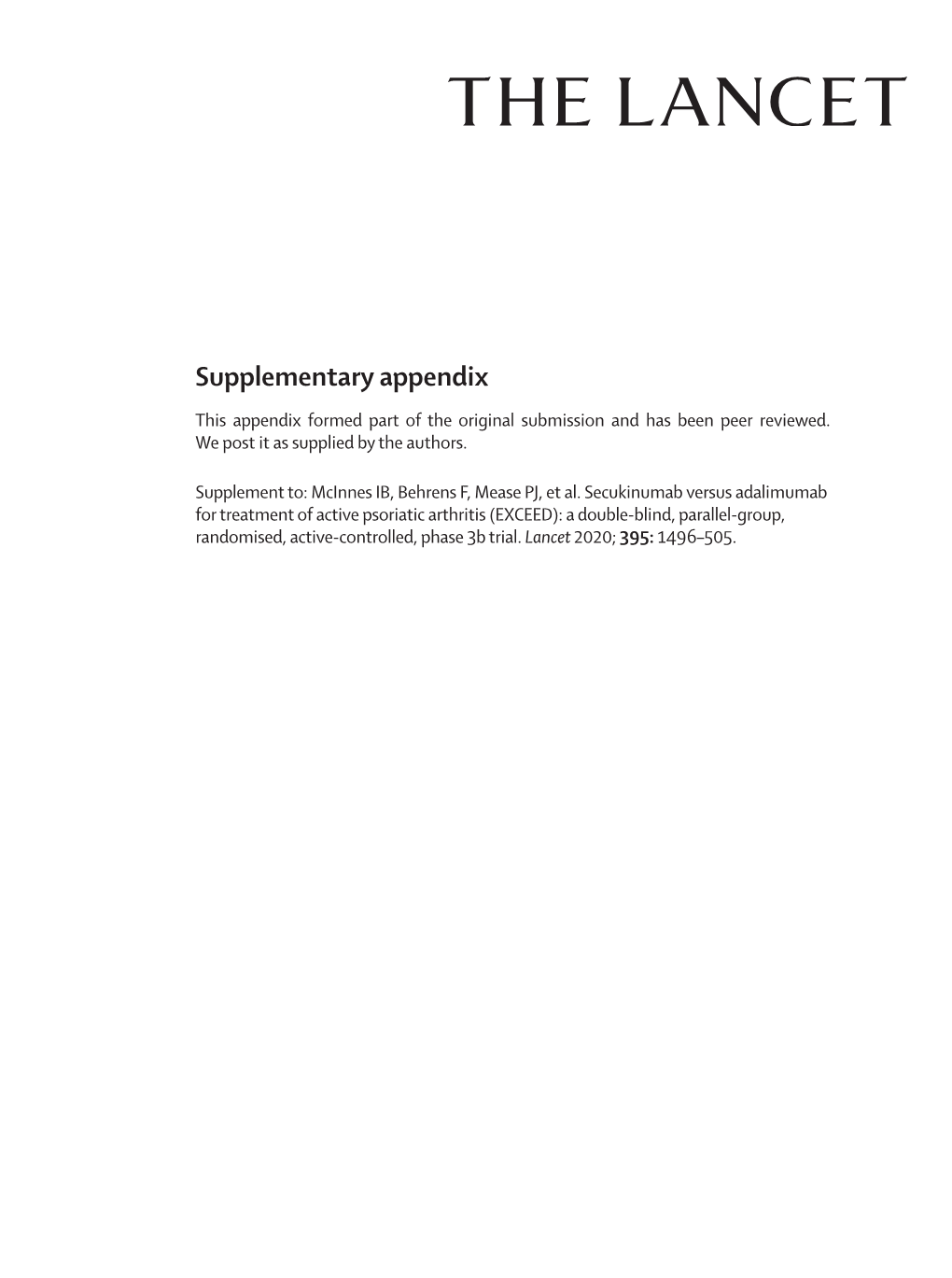 Supplementary Appendix This Appendix Formed Part of the Original Submission and Has Been Peer Reviewed