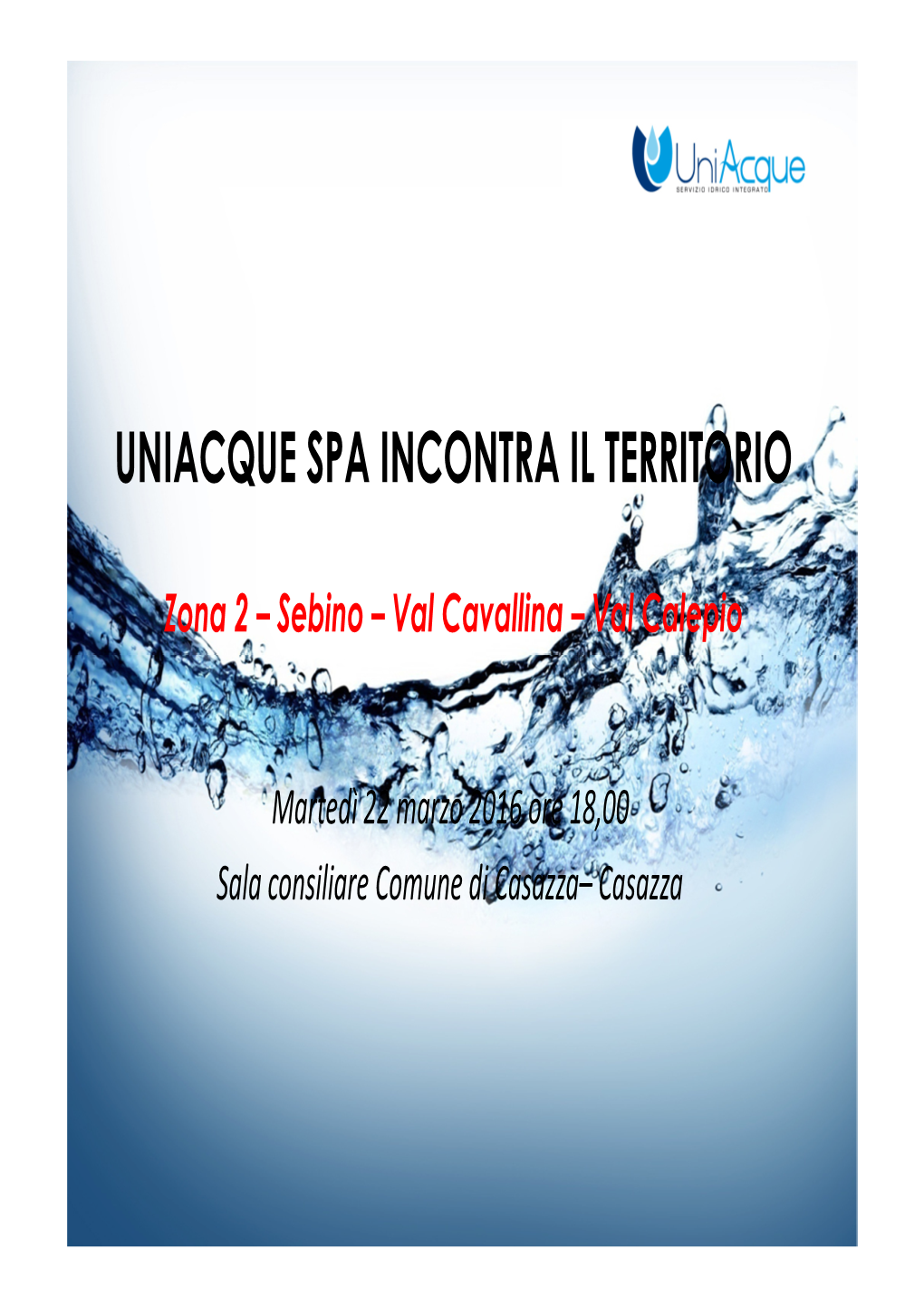 Uniacque Spa Incontra Il Territorio