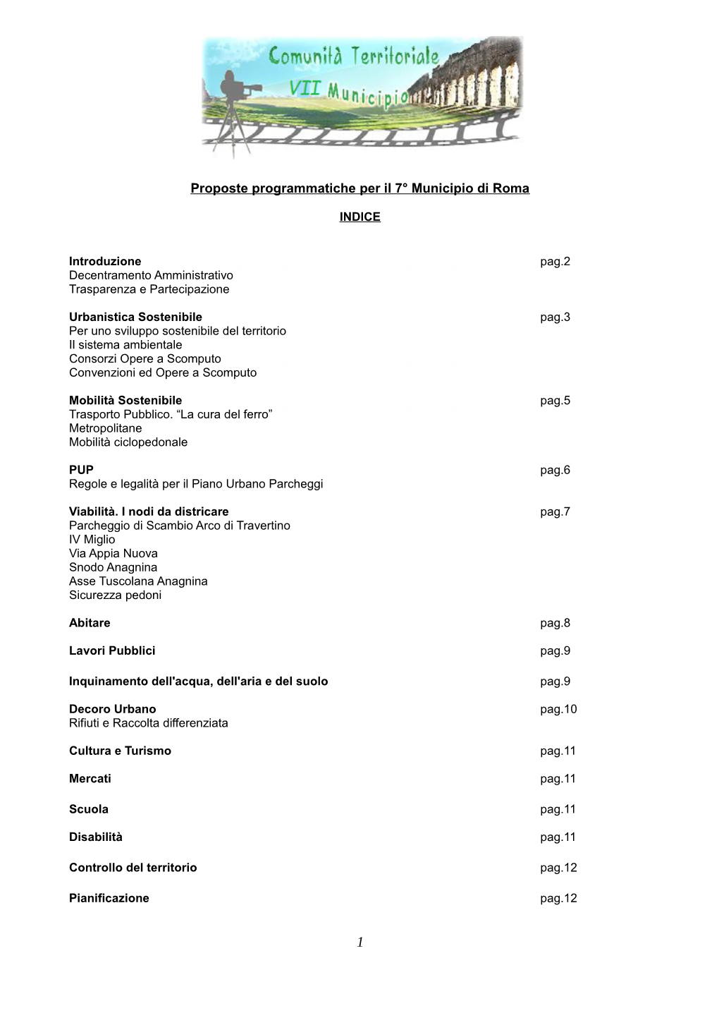 Documento Programmatico 2016 Comunita Territoriale VII Municipio