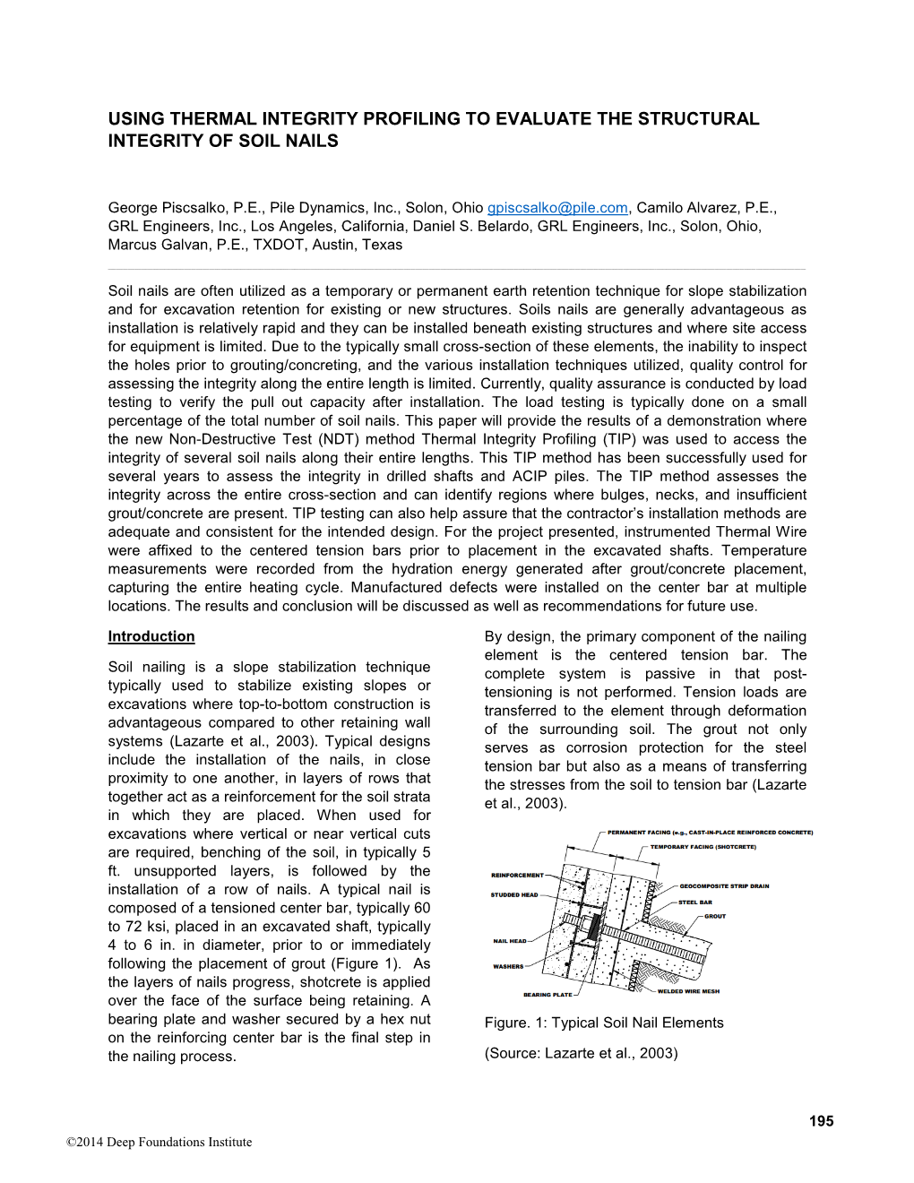 Using Thermal Integrit Integrity of Soil Nails