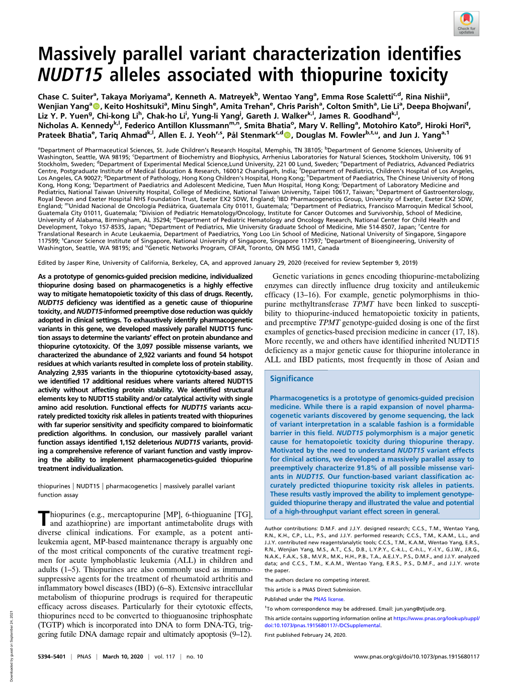 Massively Parallel Variant Characterization Identifies NUDT15 Alleles Associated with Thiopurine Toxicity