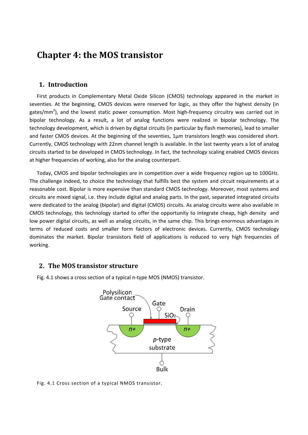 Chapter 4: the MOS Transistor