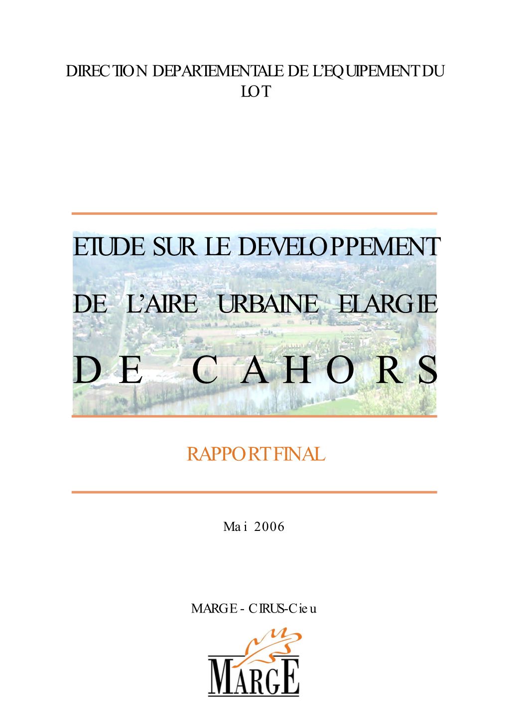 Etude Sur Le Developpement De L'aire Urbaine Elargie