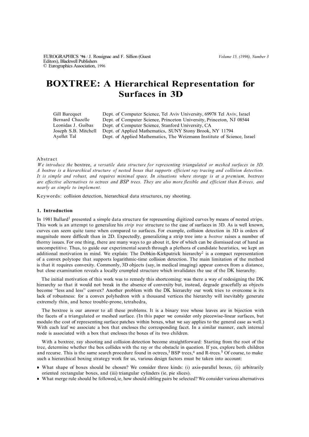 BOXTREE: a Hierarchical Representation for Surfaces in 3D