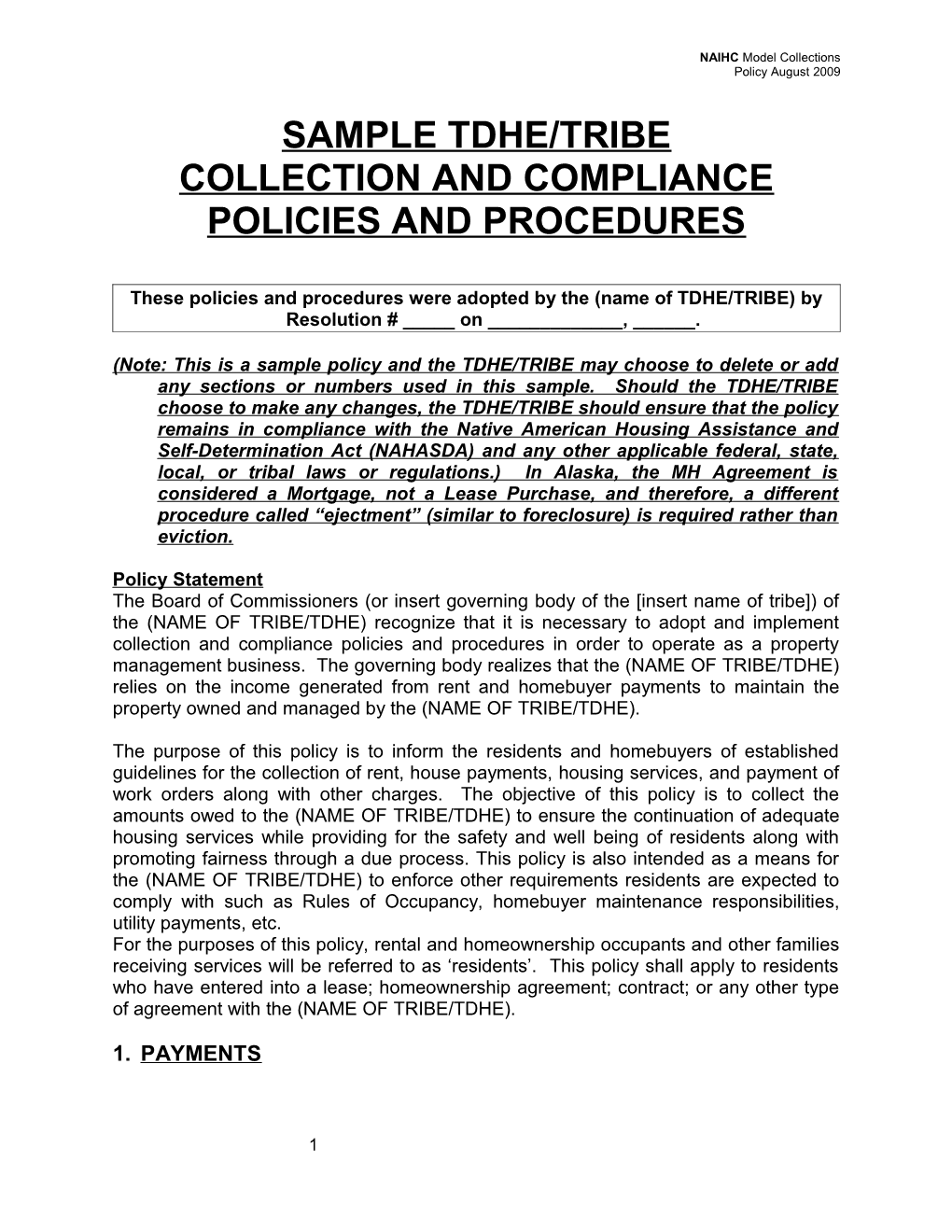 Collection & Compliance Policy